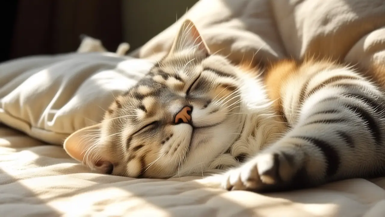 Gato feliz duerme plácidamente en comodidad