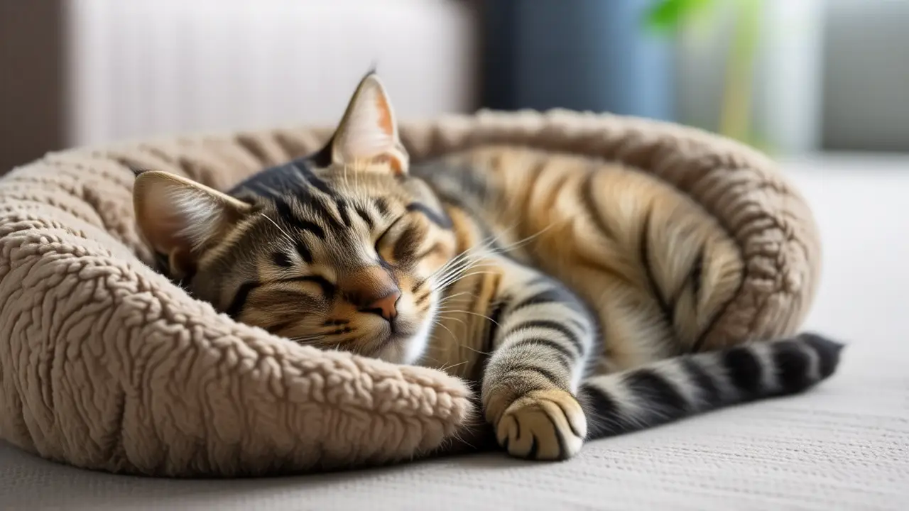 Gato feliz, hogar acogedor y confortable