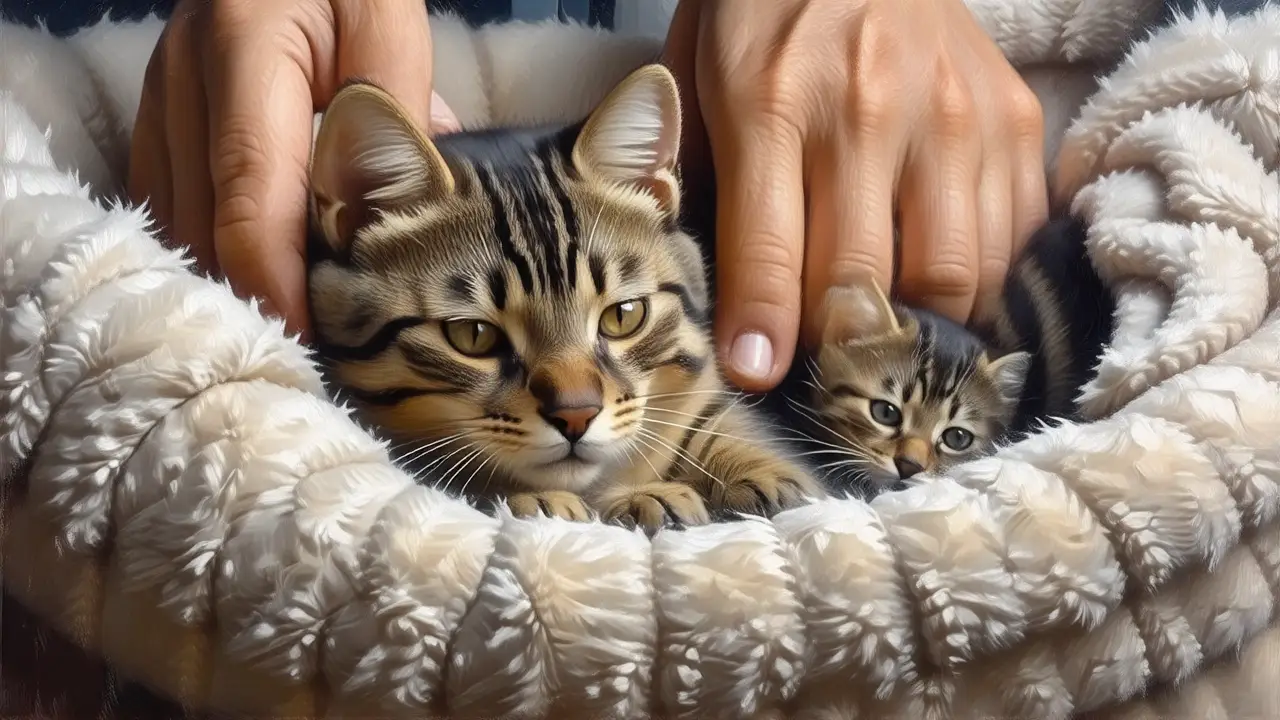 Gato triste, duelo y consuelo pintados