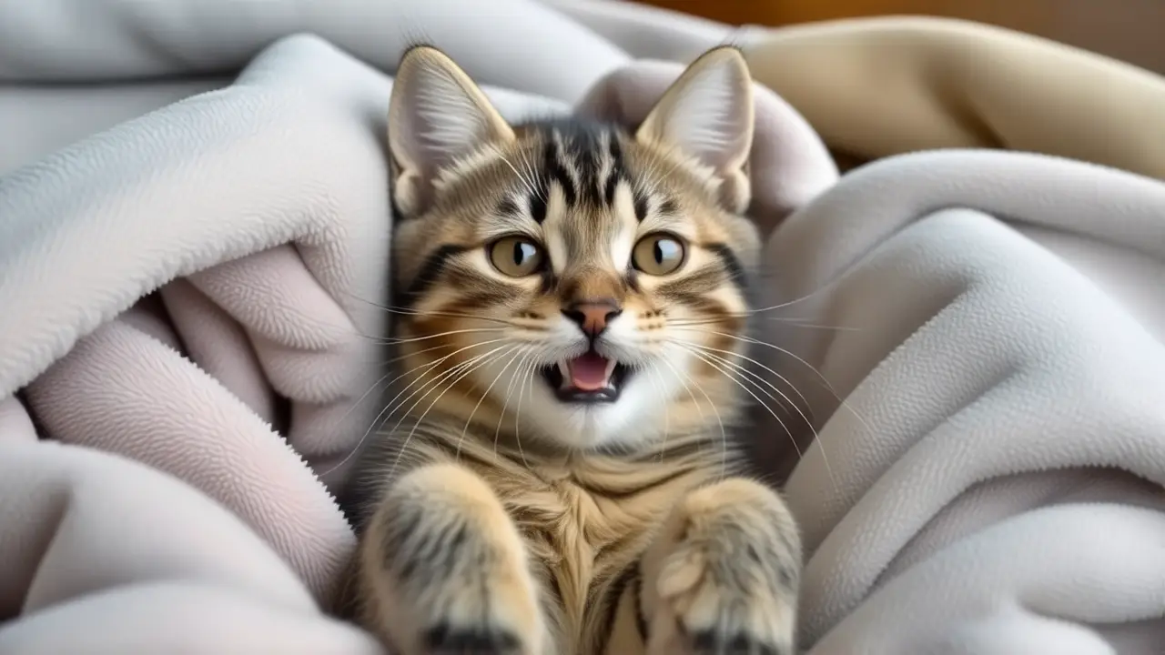 Gato tranquilo y feliz en ambiente suave