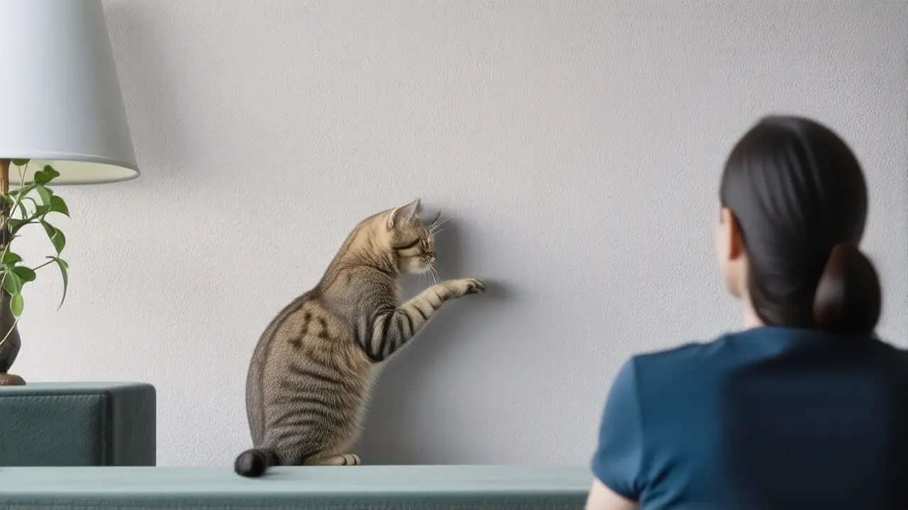 Gato araña, dueño frustrado, solución positiva