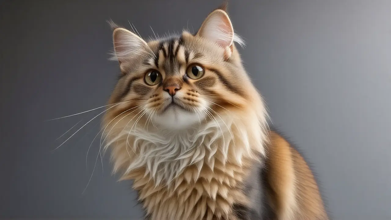 Gato chino esponjoso, juguetón y llamativo