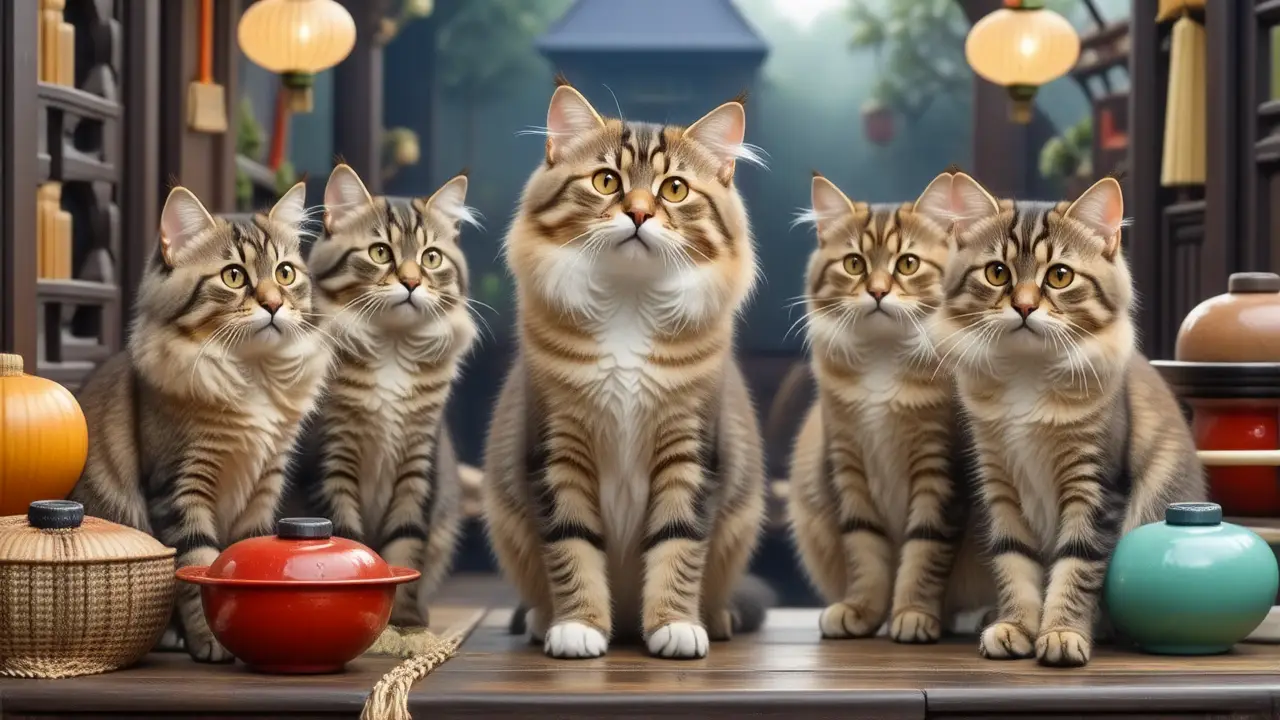 Gatos rizados, coloridos y curiosos en casa