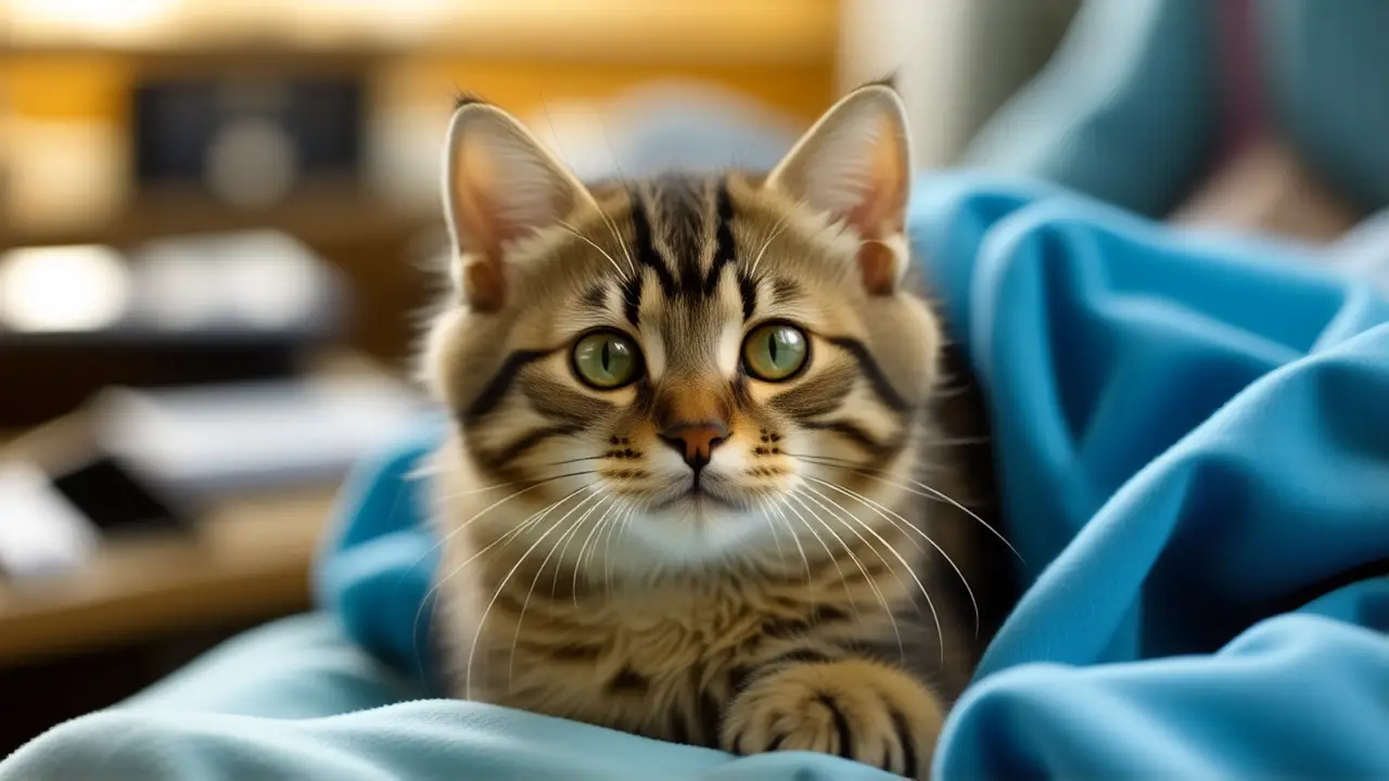 Gato joven se recupera con atención médica