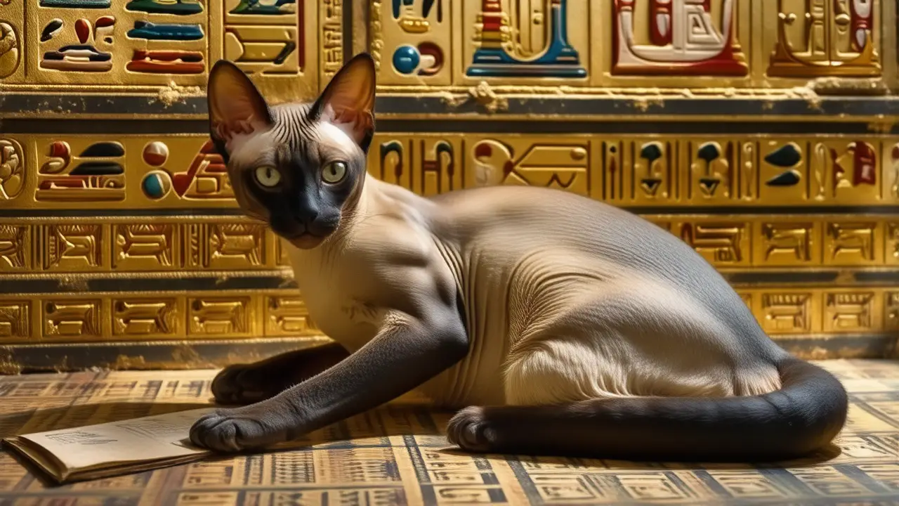 Gato esfinge real en arte egipcio antiguo